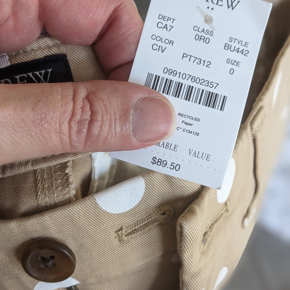 c25 NWT! JCrew Tan Polka Dot Pants - Picture 6 of 7